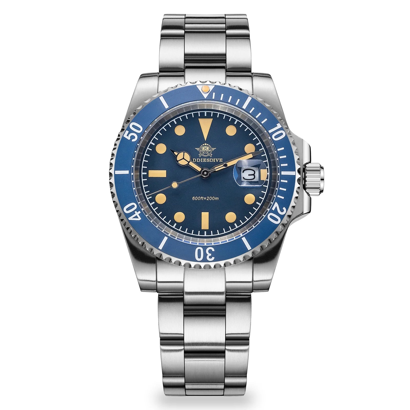 ADDIESDIVE New Men's Quartz Watch Wristwatch 200m Waterproof Super C3 Luminous Blue Dial AR Coating