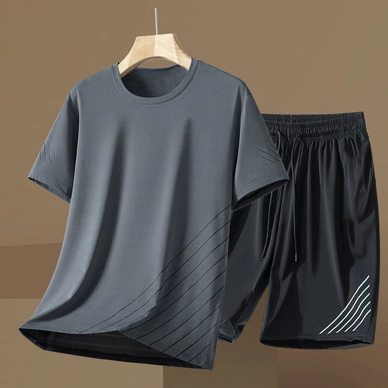 Quick-drying sportswear, short-sleeved T-shirt + shorts, two-piece suit