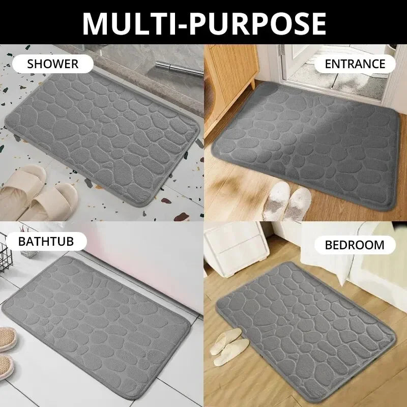1 Piece Memory Foam Embossed Velvet Rug Bathroom Living Room Non-Slip Mat