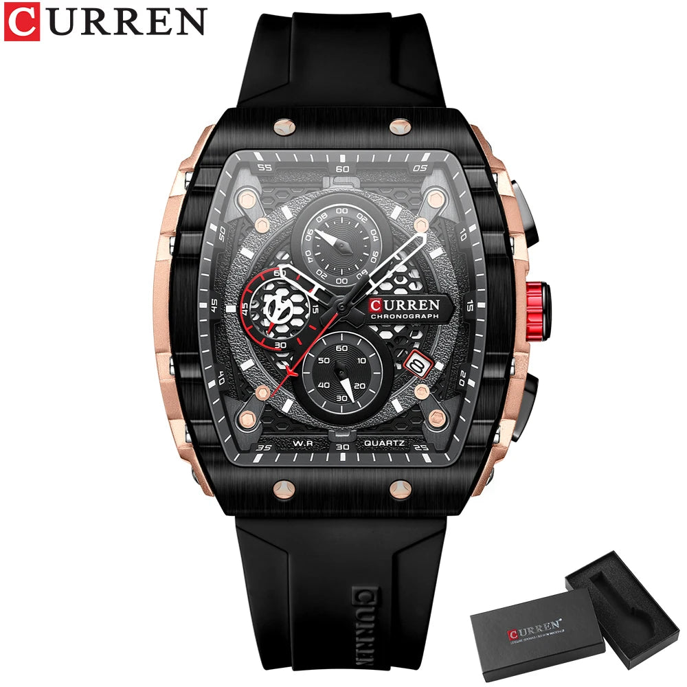 CURREN Unique Rectangular Sports Watches with Large Dial