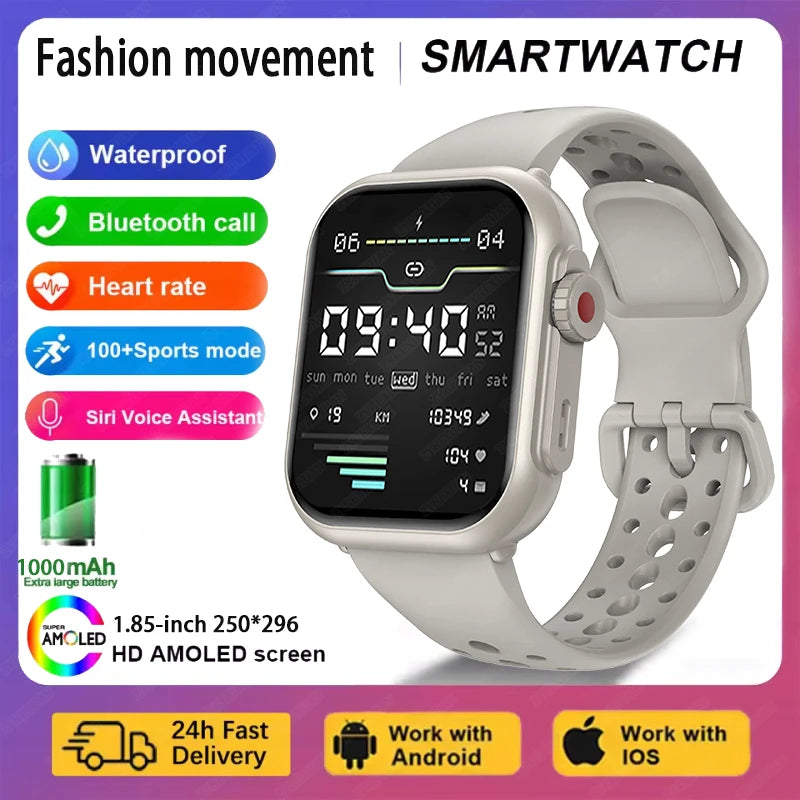 New Smart Watch, 1.85-inch AMOLED HD Touch Screen, IP68 Waterproof