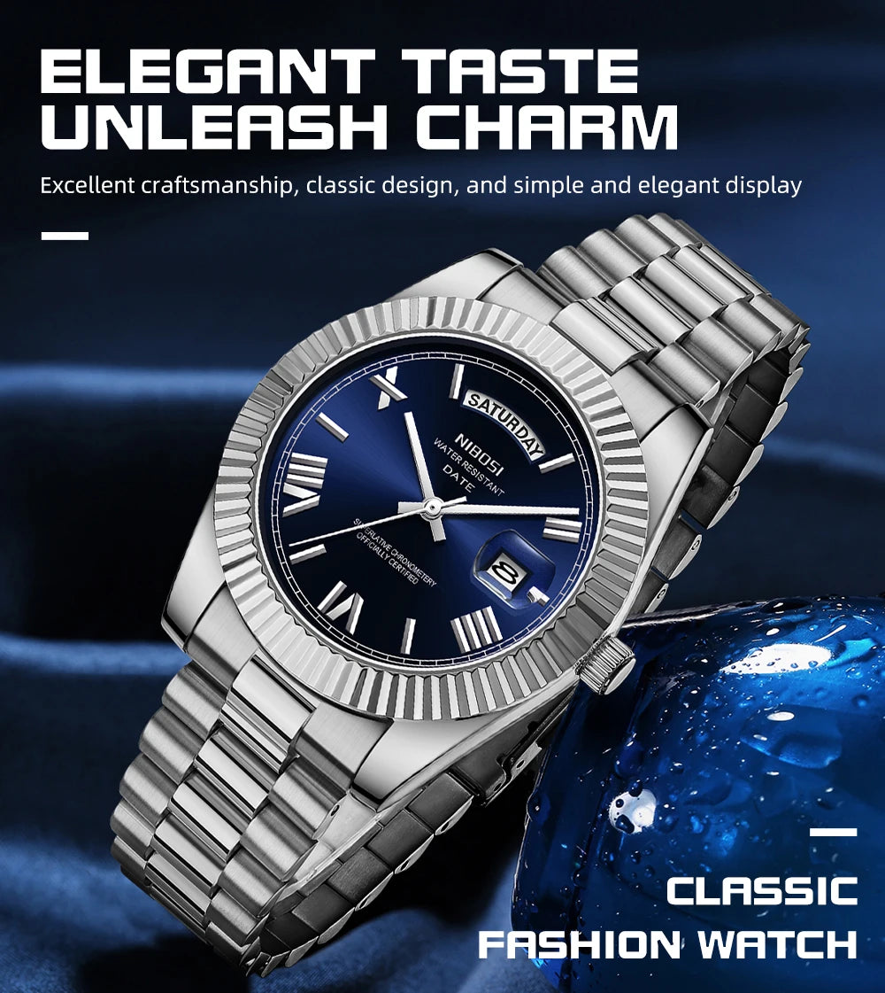 NIBOSI Men's Watch Luxury Brand Fashion Wristwatch