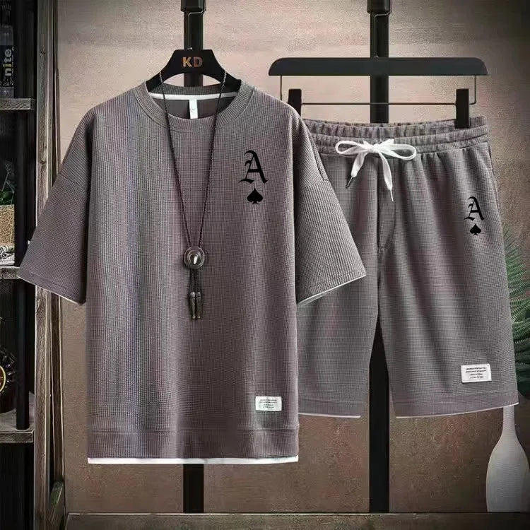 Fashion casual men's sports suit, short-sleeved T-shirt and sports shorts