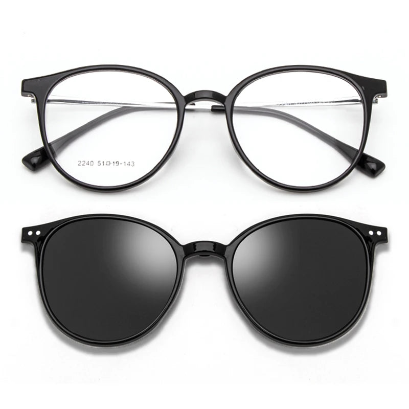 Round polarized women's and men's prescription glasses