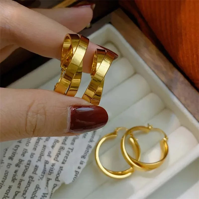 Braided Metal Hoop Earrings Fashion Jewelry 2025