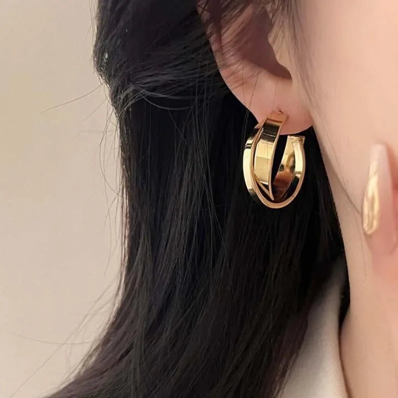 Braided Metal Hoop Earrings Fashion Jewelry 2025