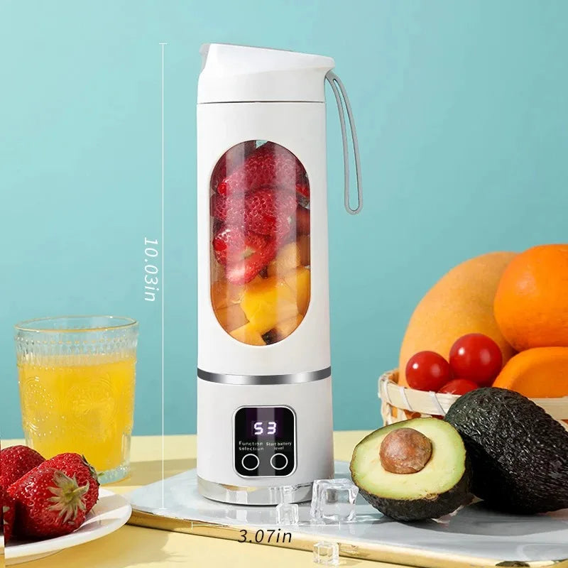 Portable Fruit Juicer with 10 Blades, 450ml Capacity, 3 Gears
