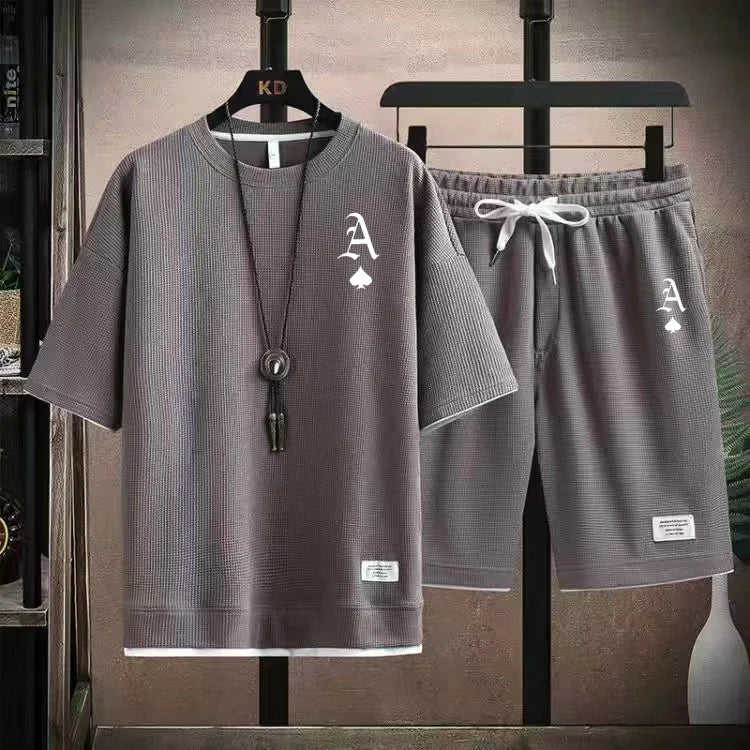 Fashion casual men's sports suit, short-sleeved T-shirt and sports shorts
