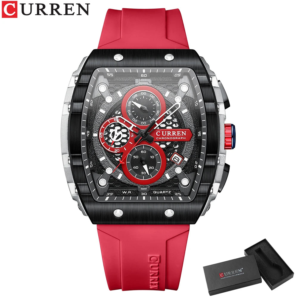 CURREN Unique Rectangular Sports Watches with Large Dial