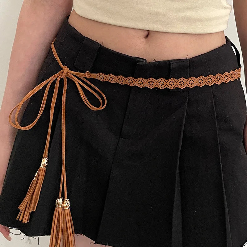 Ethnic style hollow thin belt, 2025 new versatile and simple waist belt